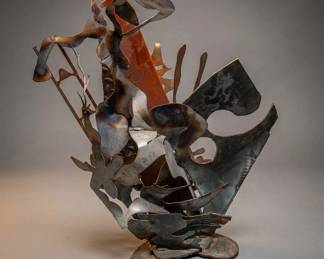 Lot #23 Abstract Welded Steel Metal Sculpture Brutalist Cowboy Western Art 30in