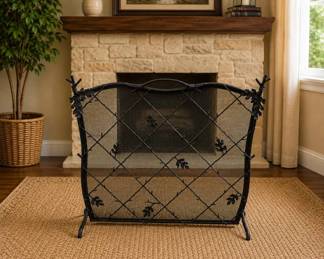 Lot #65 Coiled Wire Woven Dark Brown Planter Bowl & Black Metal Shepherd Hook Stand Set