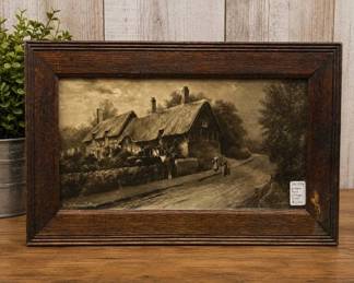 Lot #44 Andrew Wyeth Blueberries Print Framed Oak Wood Mat Boy in Field Realist Art