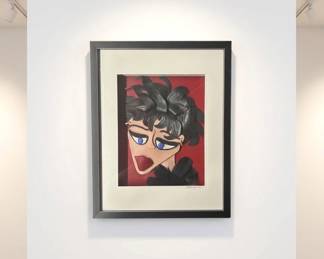 Lot #2 Carol Chapnek Signed Mixed Media 3D Portrait Art Polymer Clay Feather Framed 2001
