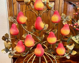 Gorgeous Large Regency Gold Metal Bird Candleabra w/ Pear Candles