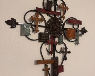 Large cross with additional crosses and religious say7