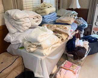 Bed linens, queen, full and twin XL, custom bedding sets and window treatments.
