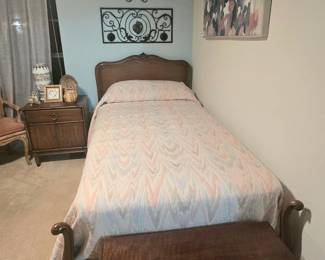 Twin bed with headboard and footboard