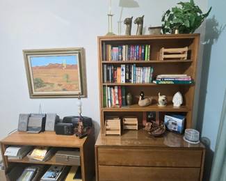 Bedroom suite includes: headboard, chest-of-drawers, nightstand, double dresser with bookcase, storage chest