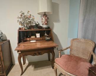 Drop front desk/secretary, nice occasional chair
