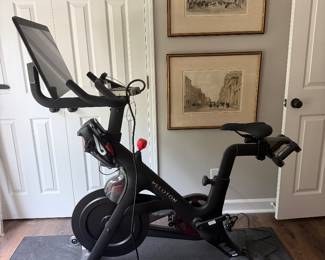 Peloton bike with floor mat & size 8 shoes,