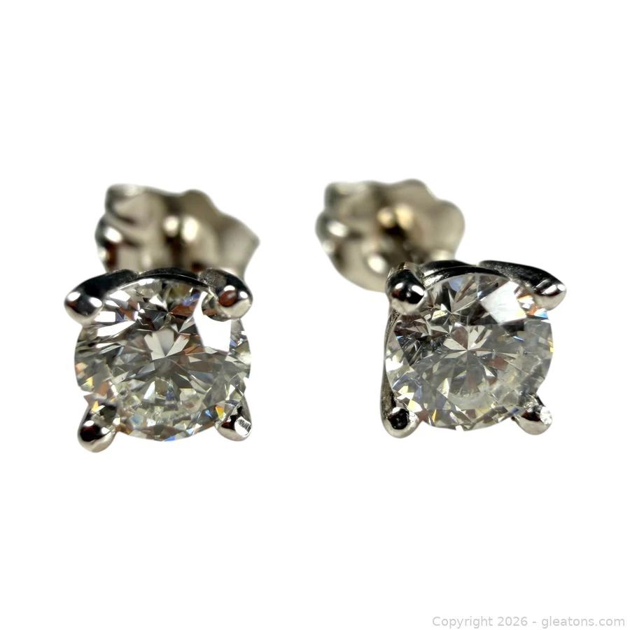 14kt White Gold Genuine Diamond Stud Earrings