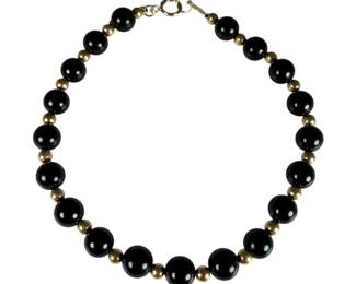 14kt Yellow Gold Onyx Bead Bracelet