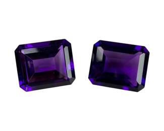 Pair of Genuine 10pt8 CTTW Emerald Cut Amethyst Gemstones
