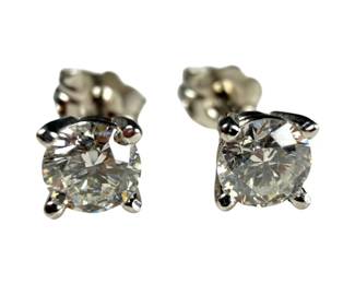14kt White Gold Genuine Diamond Stud Earrings