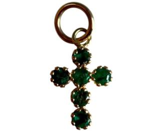 14kt Yellow Gold Genuine Emerald Cross Pendant