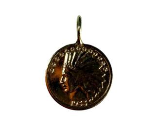 14kt Gold Miniature Indian Head Replica Coin Pendant