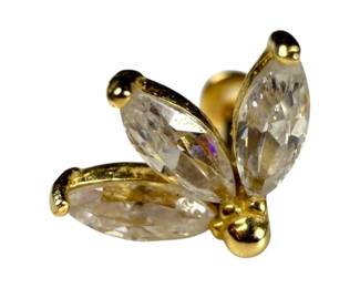 14kt Yellow Gold Cubic Zirconia Marquise Flat Back Single Earring