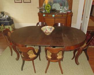 dark wood din room table 6 ch