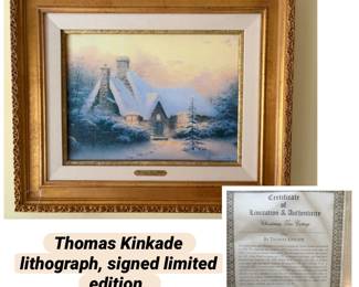 Thomas Kinkade lithograph Limited edition Christmas cottage signed