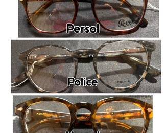 Eyeglass frames- Persol, Police, Moscot