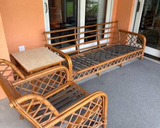 Ficks Reed Ratan Couch, chair and table