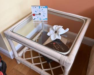 Ratan and Glass Coffee or end table