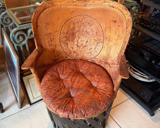 Vintage Leather Barrel Chair