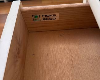 Vintage Ficks Reed Ratan Side Entry Cabinet with mirror