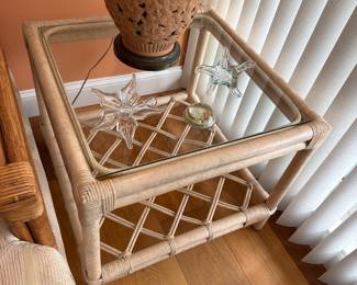 Glass and Ratan End Table