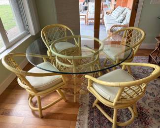 Vintage Ratan Mid Century Dining Table