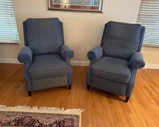 Blue recliners newly upolstered