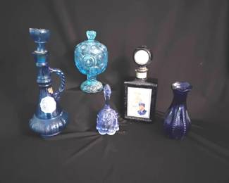 Assorted Collectible Blue Glass