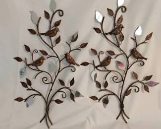Metal Bird Wall Decor With Mirrors