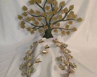 Gold Metal Leaf Wall Hangers And Tree