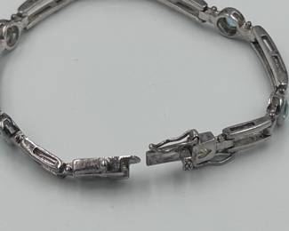 Sterling Silver Bracelet with Blue Topaz Gemstones