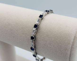 Sterling Silver Bracelet with Sapphires and diamonds