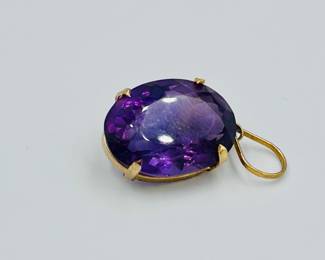 Faceted Amethyst and Gold Pendant with Rio de Janeiro Provenance, 1992