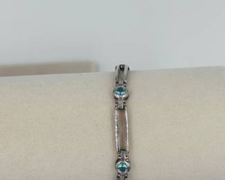 Sterling Silver Bracelet with Blue Topaz Gemstones