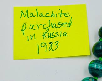 Malachite Beaded Necklace with Green Spacer Beads and Metal Clasp