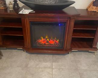 FABULOUS POTTERY BARN UNIT- W/ REMOTE FIREPLACE -HEATER AND LIGHTS -ITS AMAZING AND BEAUTIFUL-