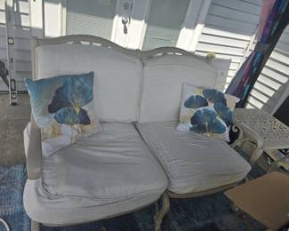 Patio Set. Heavy! 2 matching end tables, 2 Chairs & Coffee table