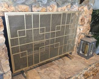 Gold Mid-Century Style Fireplace Grill