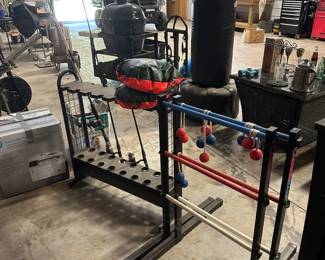 Fishing poles with holder and lawn game