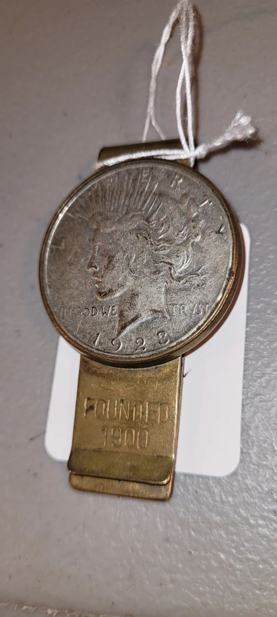 1923 peace dollar silver coin money clip