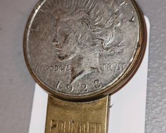 1923 peace dollar silver coin money clip