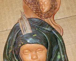 Leather face sculpture art
