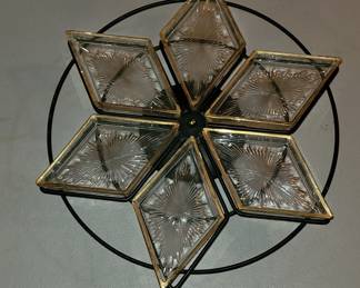 Vintage atomic candy dish with lazy Susan