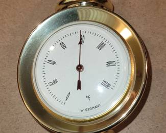 Vintage brass desktop lantern style thermometer