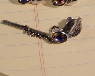 Music note cufflinks with high tech with aurora borealis