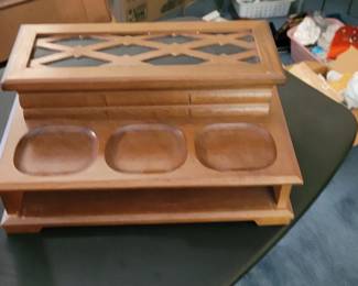 Vintage wooden valet box / men's vanity organizer