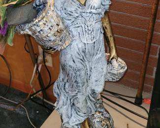 Vintage Classical Maid/Maiden with Baskets or Greco-Roman Water Bearer / Harvest Maiden Statue