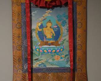 High quality Manjushri thangka from Kathmandu, Nepal in Karma Gadri style.