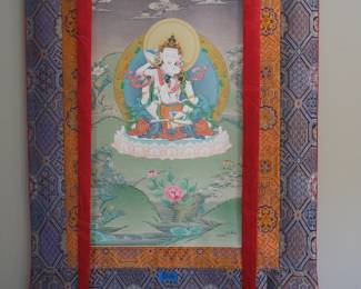 High quality Vajrasattva and Vajratopa thangka from Kathmandu, Nepal in Karma Gadri style.